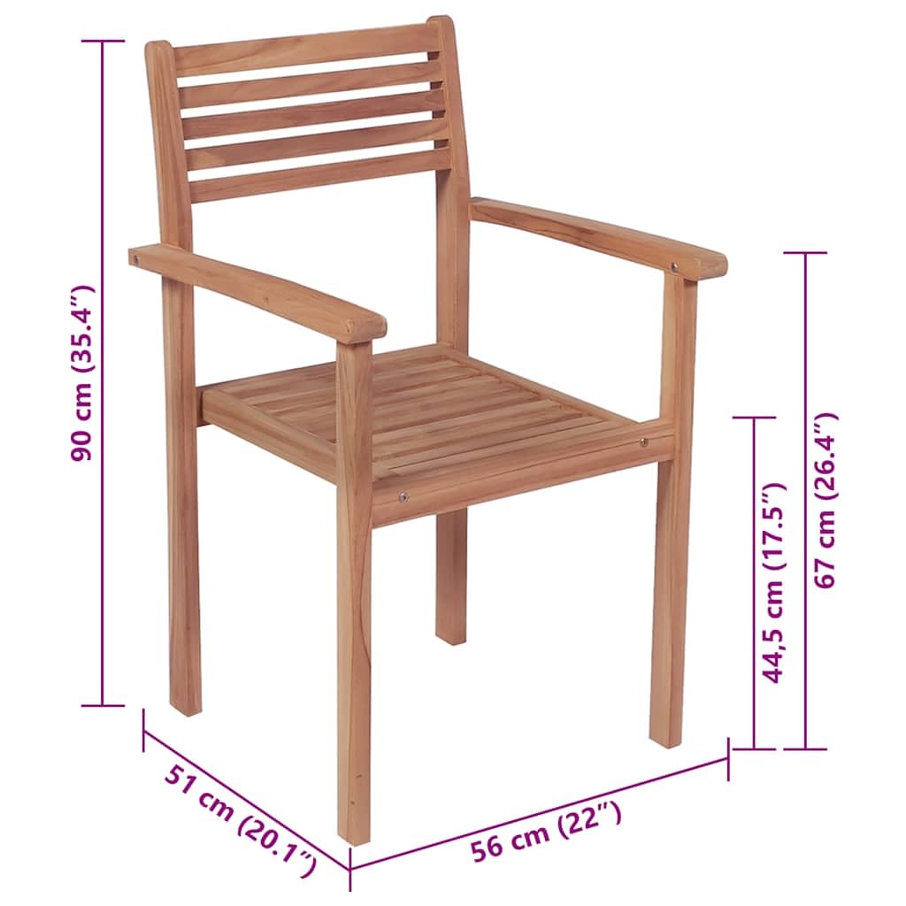 vidaXL Set of 2 Patio Chairs with Beige Cushions - Stackable Outdoor Furniture Made from Solid Teak Wood - Ideal for Homes, Offices, Bars, and Cafes