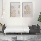 vidaXL 2-Seater Sofa Bed w/Pillows - Dark Gray Fabric Convertible Couch for Home Office/Living Room
