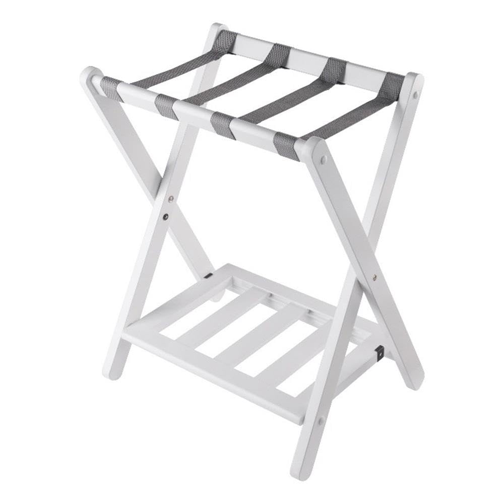 Raya Luggage Rack With Shelf In White Finish