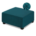 NeColorLife Velvet Square Ottoman Cover,Stretchable Footrest Stool Slipcover with Elastic Band for Rectangle and Square Storage 
