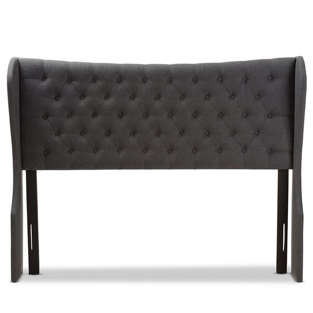 Baxton Studio Cadence Queen Winged Panel Headboard in Dark Gray