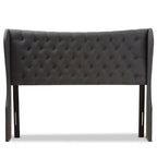 Baxton Studio Cadence Queen Winged Panel Headboard in Dark Gray