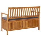 vidaXL Patio Storage Bench 47.2", Solid Acacia Wood, Dark Gray Cushion, Ample Storage Compartment, Rustic Style, Home and Garden Furniture
