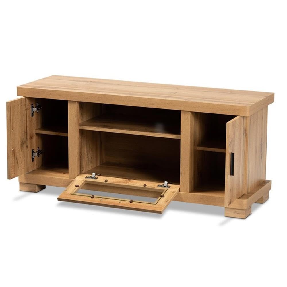 Baxton Studio Viveka Modern and Contemporary Oak Brown Finished Wood 2-Door TV Stand