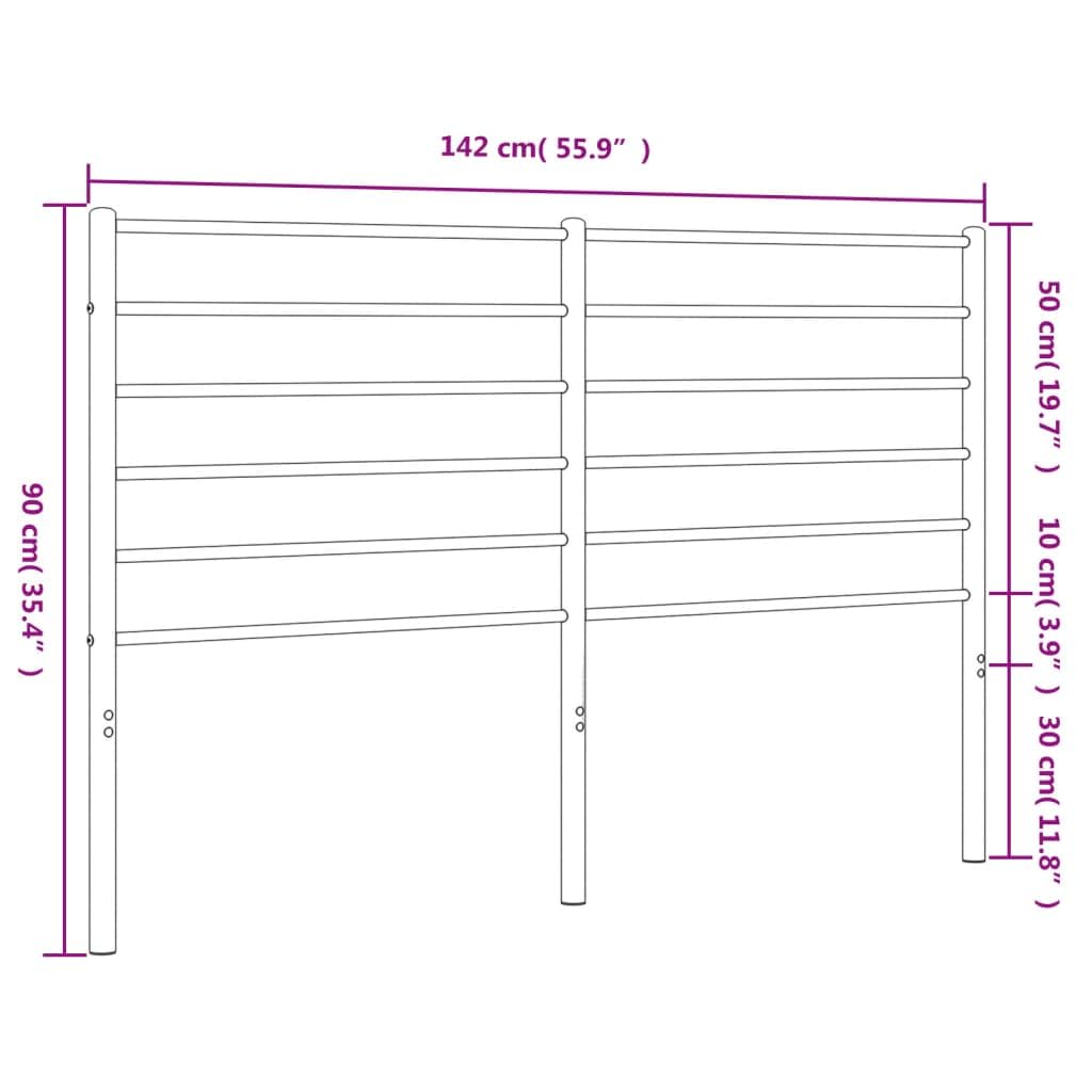 vidaXL 53.1" Black Metal Headboard - Robust, Powder-Coated Steel, Bed Header Features Excellent Back Support, Classic Bedroom Accessory