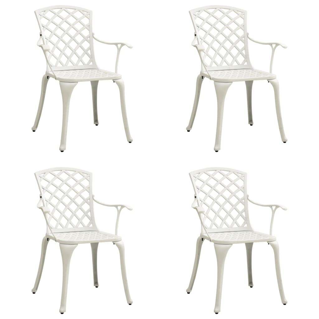 Patio Chairs 4 pcs Cast Aluminum White