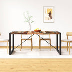 vidaXL - Solid Reclaimed Wood Dining Table, Industrial Style, Handmade with Durable Steel Legs, Multicolor Finish, Large Sized - 70.9" x 35.4" x 29.9"