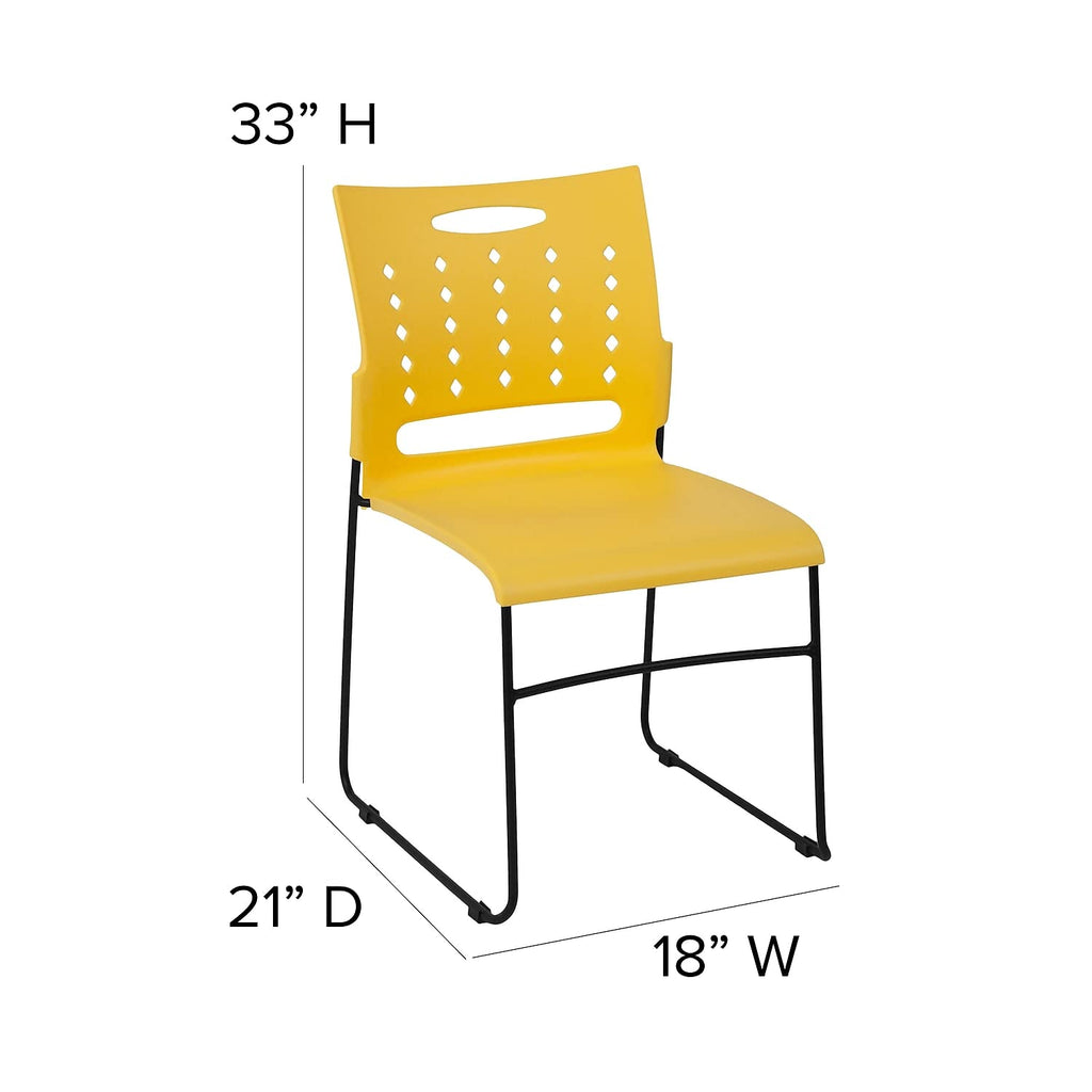 Flash Furniture Hercules Series 881 Lb. Capacity Yellow Sled Base Stack Chair With Air-Vent Back