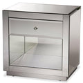 Baxton Studio Silver Hollywood Glamour Style Nightstand Bedside Table Silver/Wood Composite