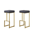 Best Master Furniture Dorrington Faux Leather Backless Bar Stool in Gray/Gold (Set of 2)