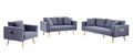 Lilola Home Easton Dark Gray Linen Fabric Sofa Loveseat Chair Living Room Set with USB Charging Ports Pockets & Pillows
