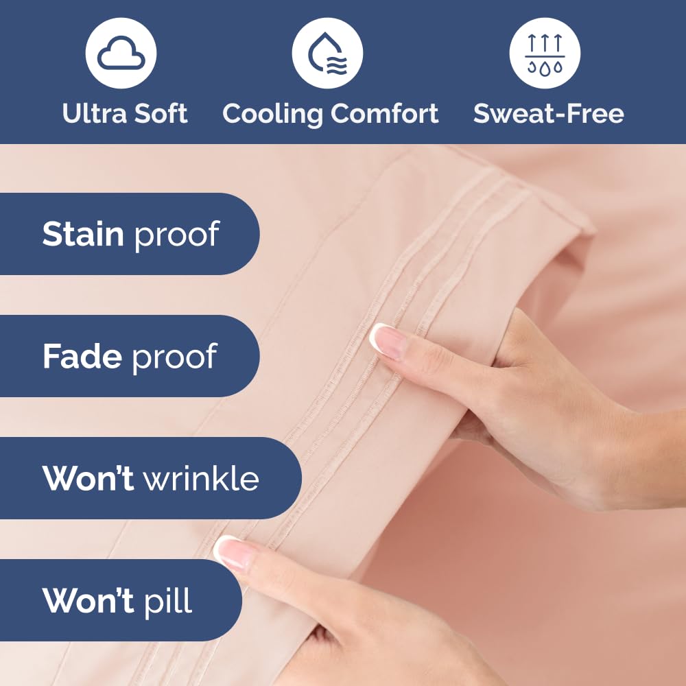 Extra Deep Pocket King Sheets - 4 Piece Breathable & Cooling Bed Sheets - Hotel Luxury Bed Sheet Set - Soft, Wrinkle Free & Comfy - Easily Fits Extra Deep Mattresses - Deep Pocket Lavender Pink Sheets