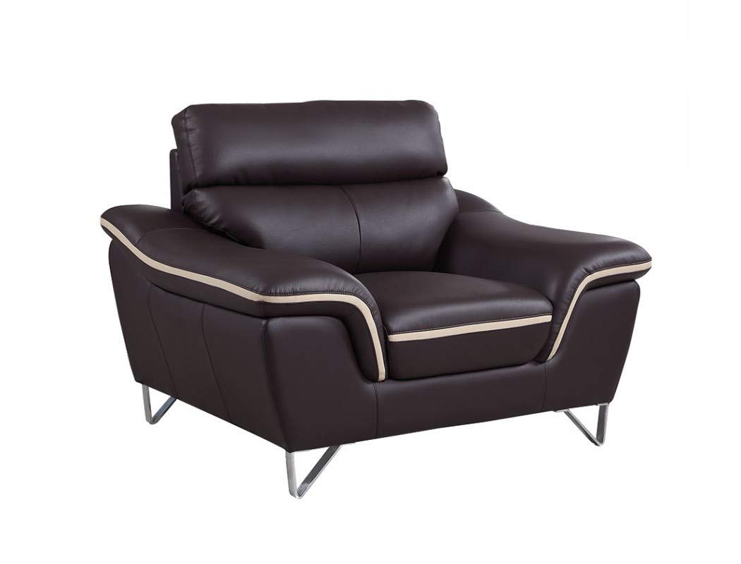 HomeRoots 36' Brown Contemporary Leather Loveseat