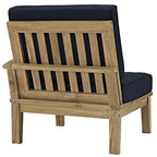 Modway Marina Premium Grade A Teak Wood Outdoor Patio Right-Facing Sofa In Natural Navy