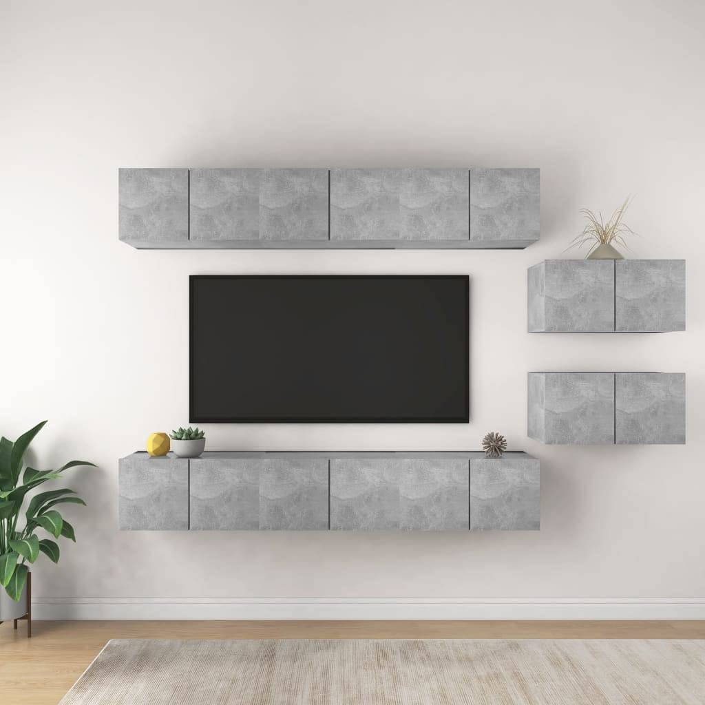 vidaXL 8X TV Cabinets Home Living Room Furniture TV Stand HiFi Stereo Cabinet Media Unit Entertainment Center Concrete Gray Engineered Wood
