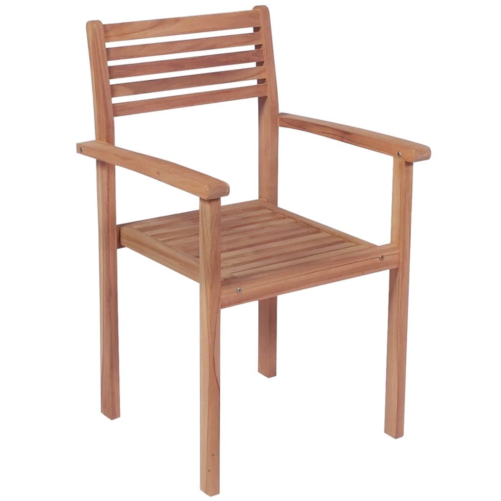 vidaXL 8-Piece Stackable Patio Chairs Set - Durable Teak Wood Construction with Fine Sanded Finish - Cream Cushions Included - Ideal for Homes, Offices, Bars and Cafes