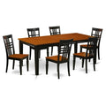 East West Furniture QULG7-BCH-W 7 Piece Dining Room Furniture Set Consist of a Rectangle Kitchen Table with Butterfly Leaf and 6 Dining Chairs, 40x78 Inch, Black & Cherry