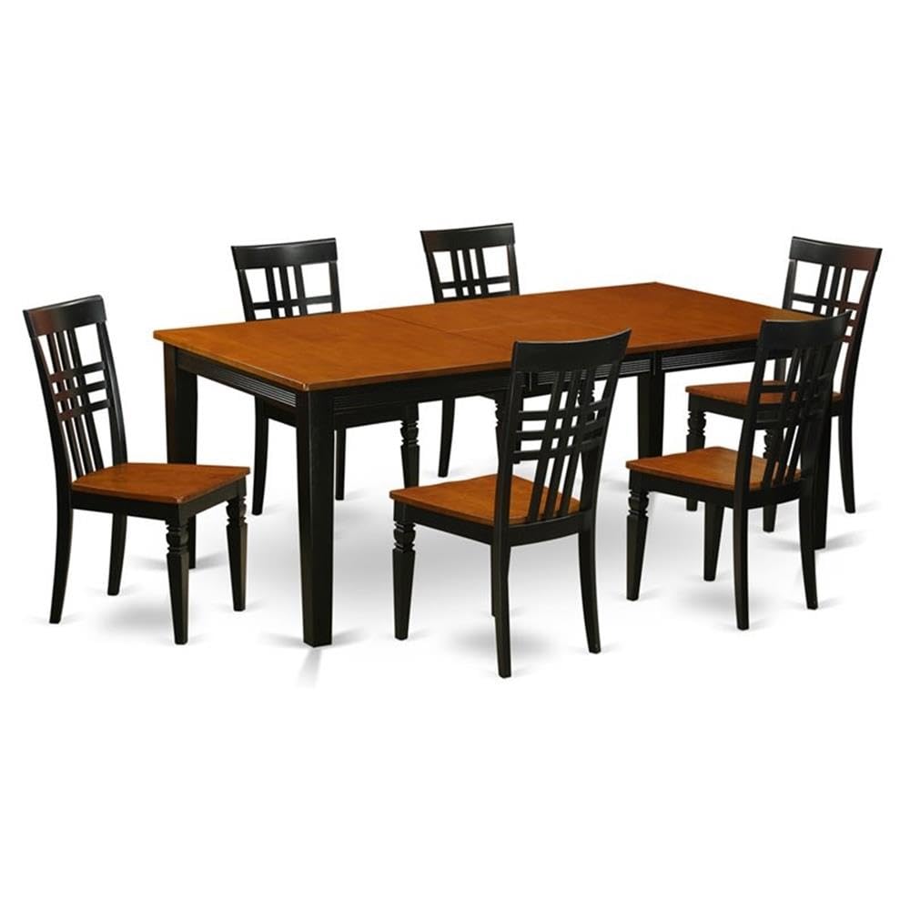 East West Furniture QULG7-BCH-W 7 Piece Dining Room Furniture Set Consist of a Rectangle Kitchen Table with Butterfly Leaf and 6 Dining Chairs, 40x78 Inch, Black & Cherry