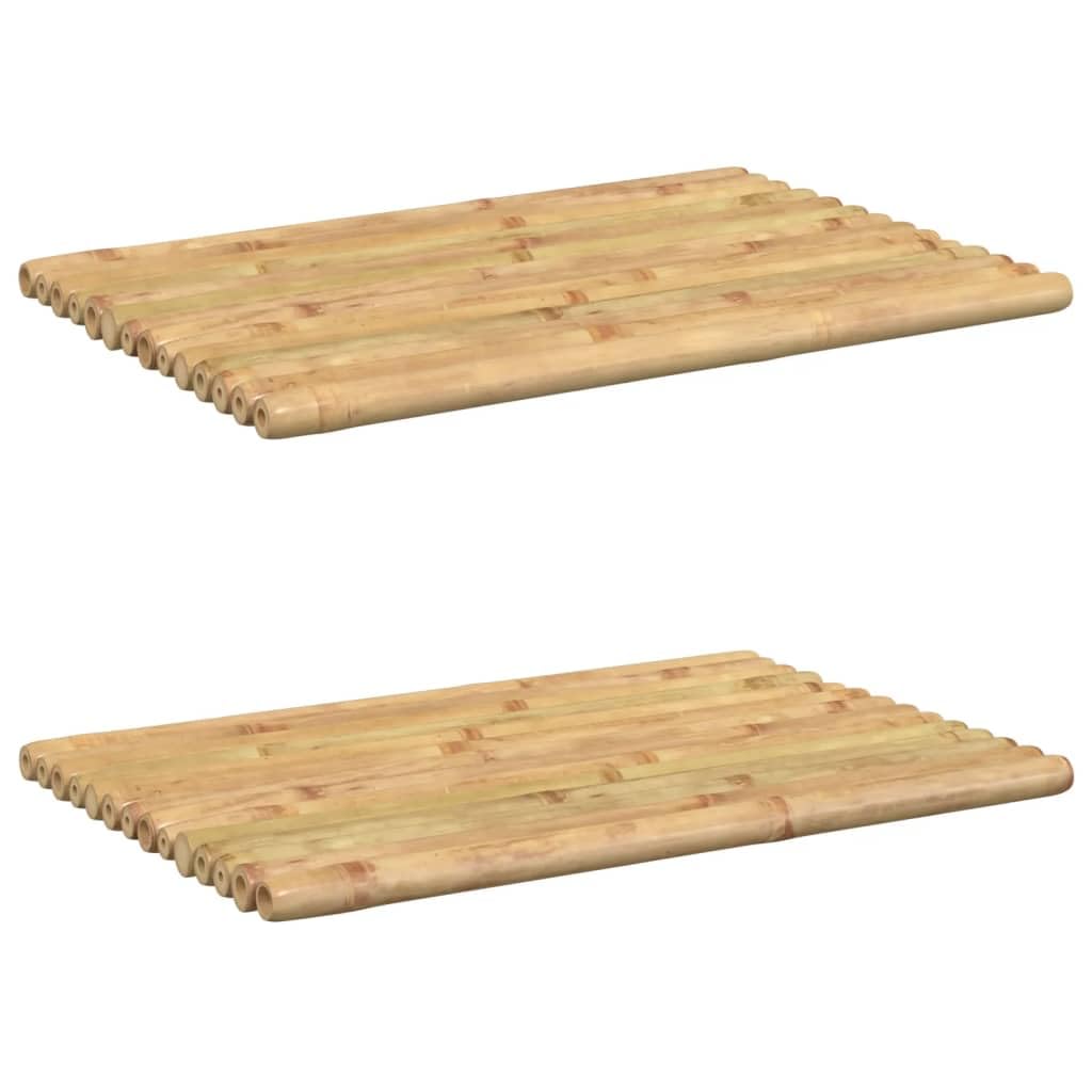 vidaXL Bamboo Bath Mats 2 Pcs 19.7"x13.8" - Shower, Kitchen, Backyard Floor Mats, Slatted Design, Water-Resistant, Easy to Clean, Brown Color