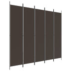 Vidaxl 5-Panel Room Divider Brown 98.4''X86.6'', 100% Polyester Fabric, Iron Frame, Foldable, Versatile Use, Easy Storage, Breat