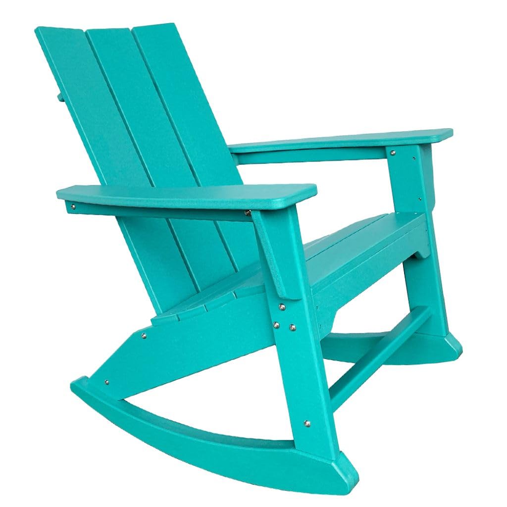 HomeRoots 486103 38 in. Heavy Duty Plastic Rocking Chair Blue