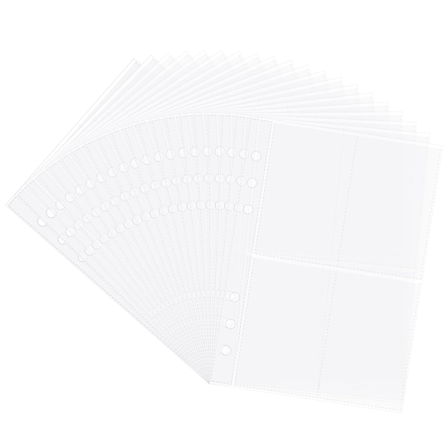 Linglingo Clear Double-Sided Refill Inner Pages For Transparent Jewelry Storage Book 6 Ring Binder, 20 Sheets 160 Pockets