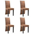 vidaXL Modern Dining Chairs Set of 4, Brown Faux Suede Leather Upholstery, Comfort Padding, High Backrest Design, Stable Wooden Legs