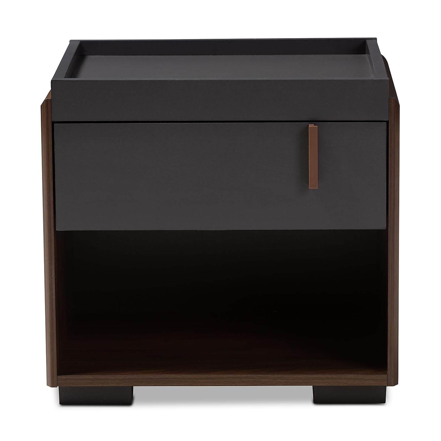 Baxton Studio Rikke Modern and Contemporary Two-Tone Gray and Walnut Finished Wood 1-Drawer Nightstand