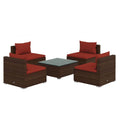 vidaXL 5-Piece Patio Lounge Set - Poly Rattan Outdoor Furniture with Comfortable Cushions and Modular Design, Brown