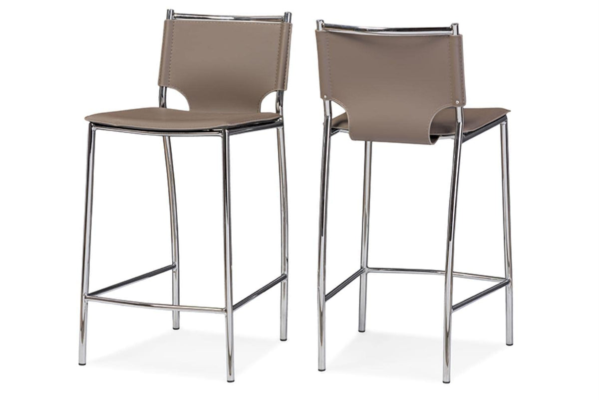 Baxton Studio Montclare Modern And Contemporary Taupe Bonded Leather Upholstered Modern Counter Stool