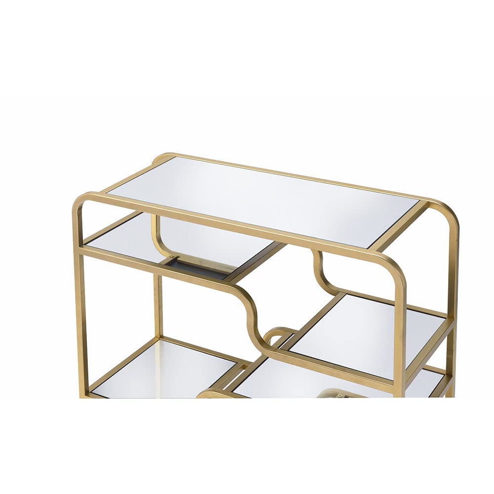 HomeRoots Gold and Clear Glass Metal, Glass Modern Yet Retro Gold and Glass Bar Table
