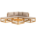 vidaXL - Patio Furniture Set - Sectional Sofa Set 6 Piece - Outdoor Lounge - Solid Acacia Wood - Taupe Cushions - Ideal for Patio/Garden/Living Area