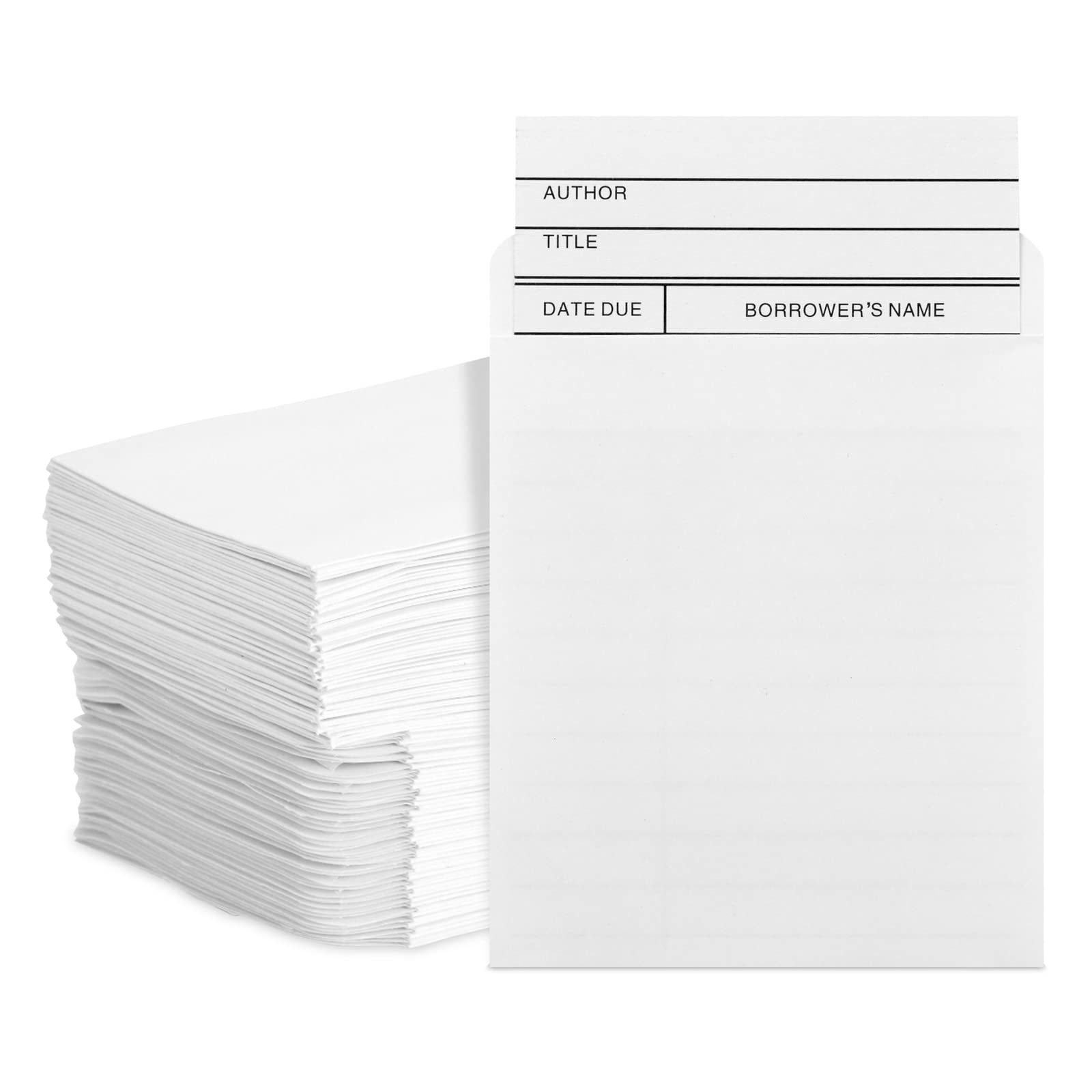 Best Paper Greetings 100 Pack Library Card Pockets Self Adhesive For Book Checkouts, Cds, Dvds, Classroom Supplies (3.5 X 4.5')