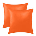 Brawarm Faux Leather Throw Pillow Covers 20 X 20 Inches - Orange Leather Pilow Covers Pack Of 2, Solid Dyed Leather Pillowcases