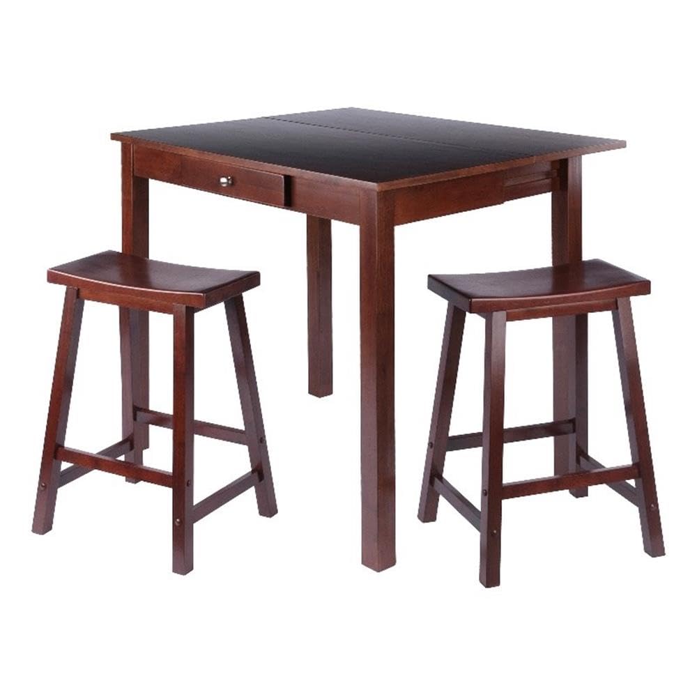 Winsome Wood Perrone 3-Pc High Table Set, Drop Leaf Table & 2 Saddle Stools