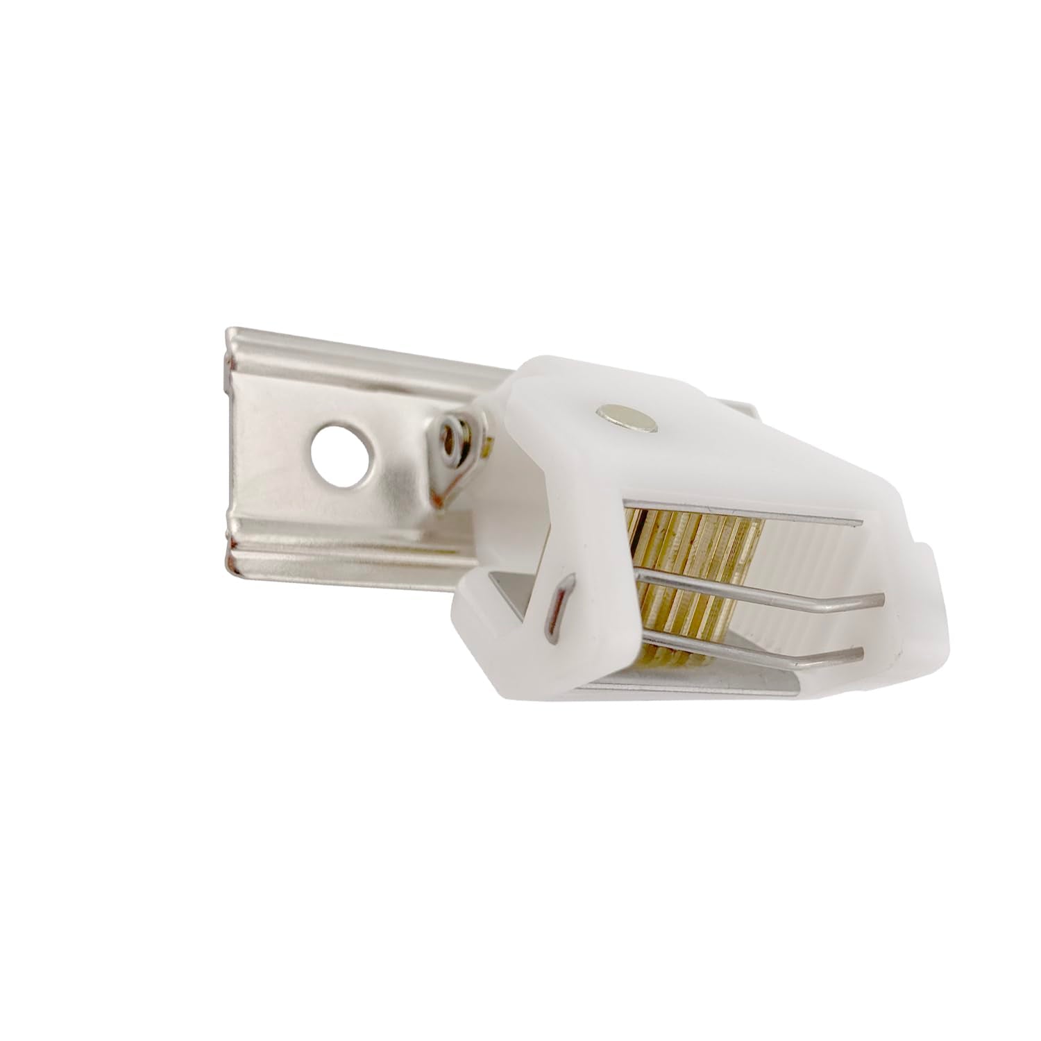 White Roman Shade Cord Lock with Brass Wheels - Holds up to 3 Lift Cords, Suitable for Roman and Woven Wood Shades - 1-Pack, by 