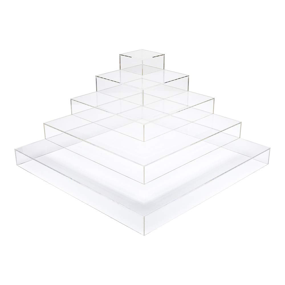 Restaurantware Clear Tek 19.7 X 19.7 X 9.8 Inch Dessert Tower Stand 1 Pyramid Cupcake Holder For Parties - 5-Tiers Sturdy Clear