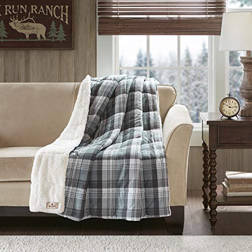Woolrich Down Alternative Plaid Throw Premium Soft Cozy Spun For Bed, Couch Or Sofa (50X70, Tasha Grey)