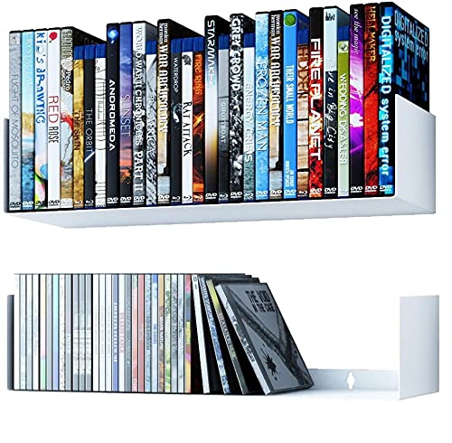 Livzing 24Inches Heavy Metal Book Shelf for Home, U Shape Wall Mount Shelf, Floating Books Rack, CD DVD Storage Display Racks,