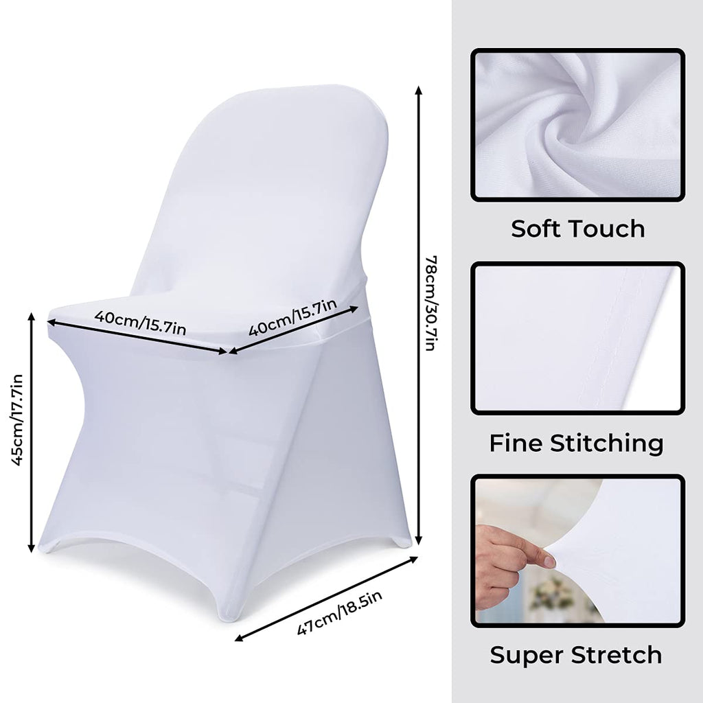 Babenest Spandex Folding Chair Covers - 30Pcs Upgraded Universal Stretch Washable Fitted Chair Slipcovers Protector For Wedding, Holidays, Banquet, Party, Easter Celebration (White)