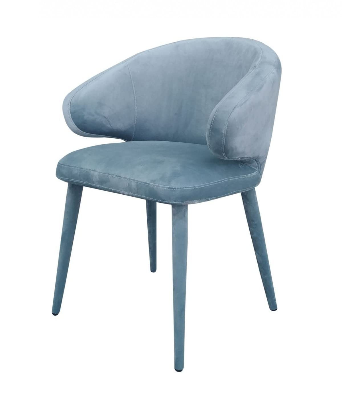 HomeRoots Velour, Metal Blue Gray Fabric Wrapped Dining Chair