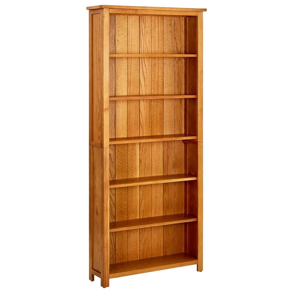 vidaXL Bookcase with 6 Shelves for Storage Wardrobe Books Solid Oak Wood