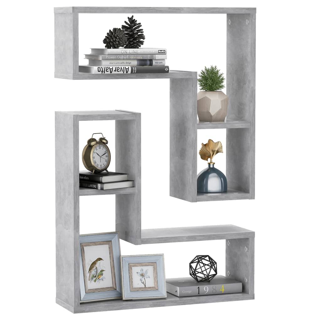 Wall Shelf 2 pcs Concrete Grey 50x15x50 cm Engineered Wood