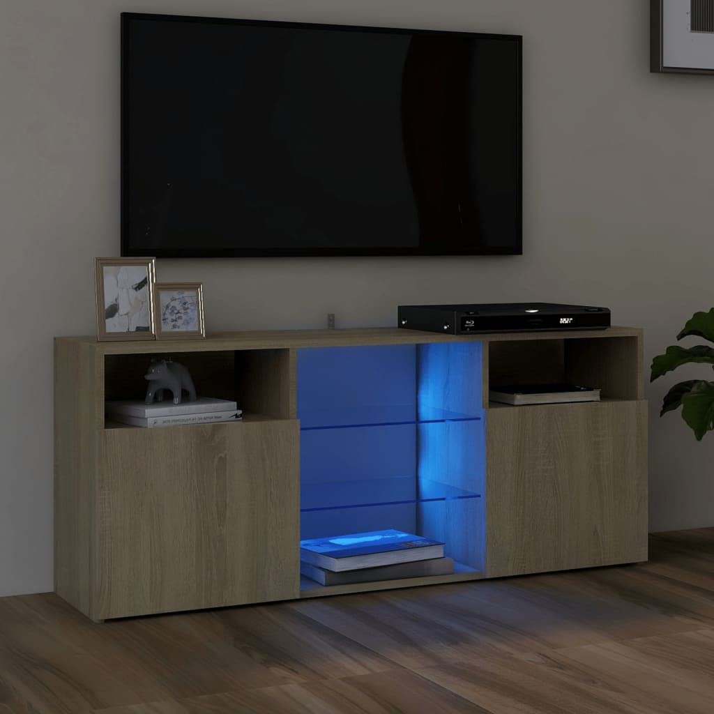 vidaXL TV Cabinet with LED Lights Sonoma Oak 47.2&quot;x12&quot;x20&quot;