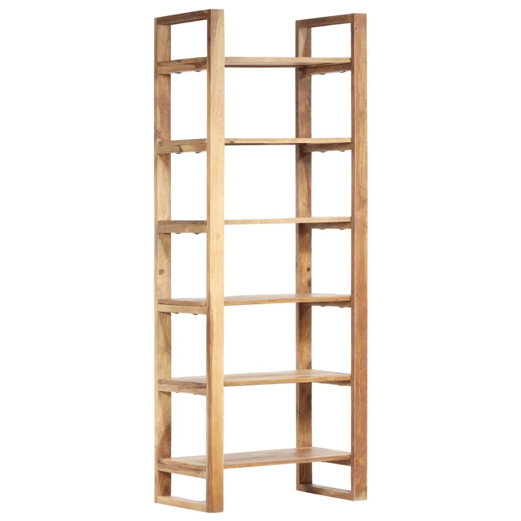 Vidaxl Bookshelf 6-Tier, Bookcase With Open Shelves, Shelving Unit For Living Room Entryway Office, Bohemian Style, Solid Wood Sheesham