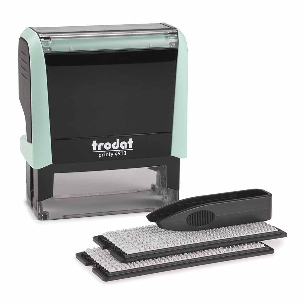 Trodat Printy 4913 Self Inking Pastel Green Diy Stamp Kit With Black Ink - 5 Lines, Impression Size: 7/8    X 2-3/8    Inch