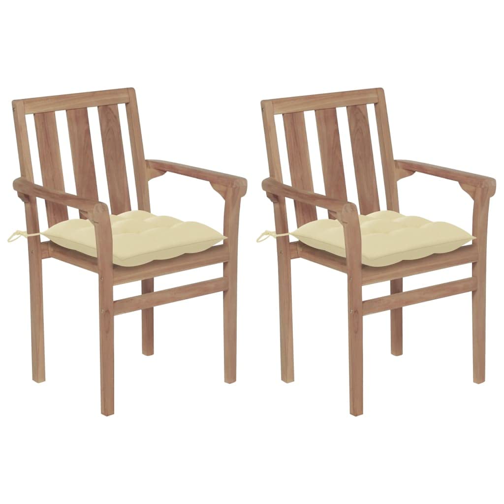 Solid Teak Wood Patio Chairs - Set of 2 - Thumbnail 3