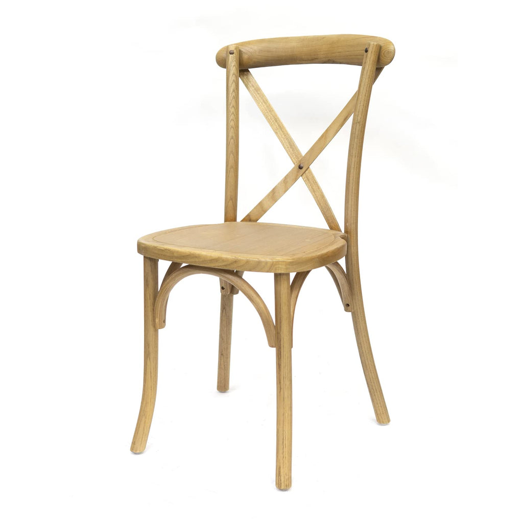 Commercial Seating Products Antique Fruitwood Crossback Dining Chairs, 2-Pack