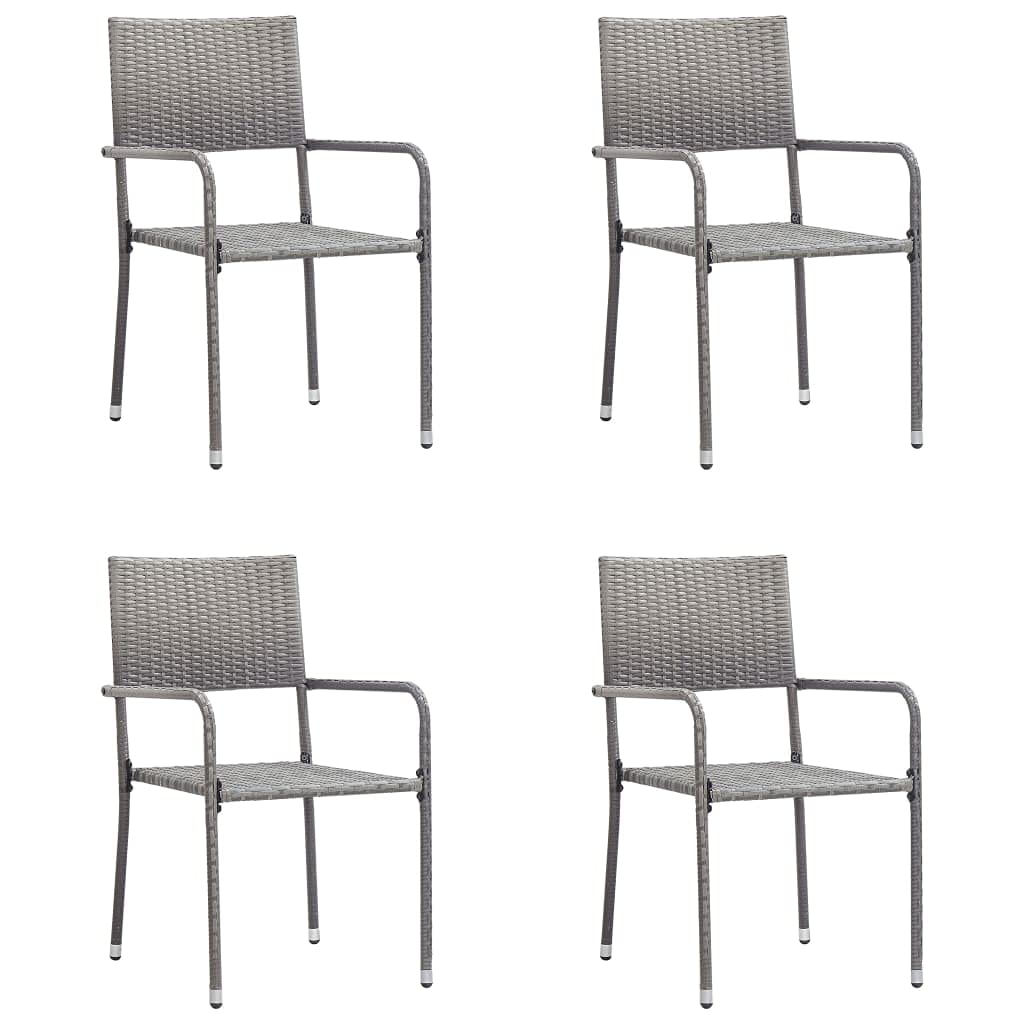 vidaXL Patio Dining Set 5 Piece Outdoor Garden Terrace Yard Patio Table and Chair Seating Seat Dining Set Furniture Poly Rattan Gray
