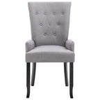 vidaXL Dining Chairs 6 Pcs, Upholstered Side Chair with Armrests, Accent Dining Chair for Home Kitchen Living Room, Light Gray Fabric